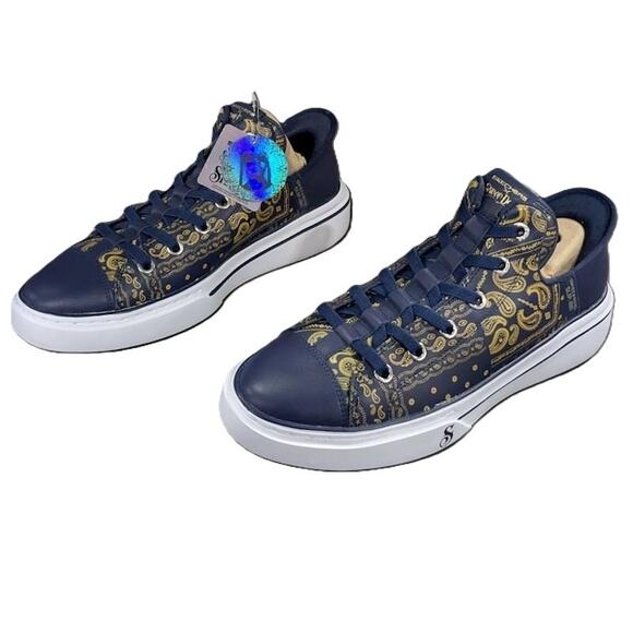 Skechers x Snoop Dogg Navy Paisley Bandana Leather Sneakers 10 - Picture 7 of 8